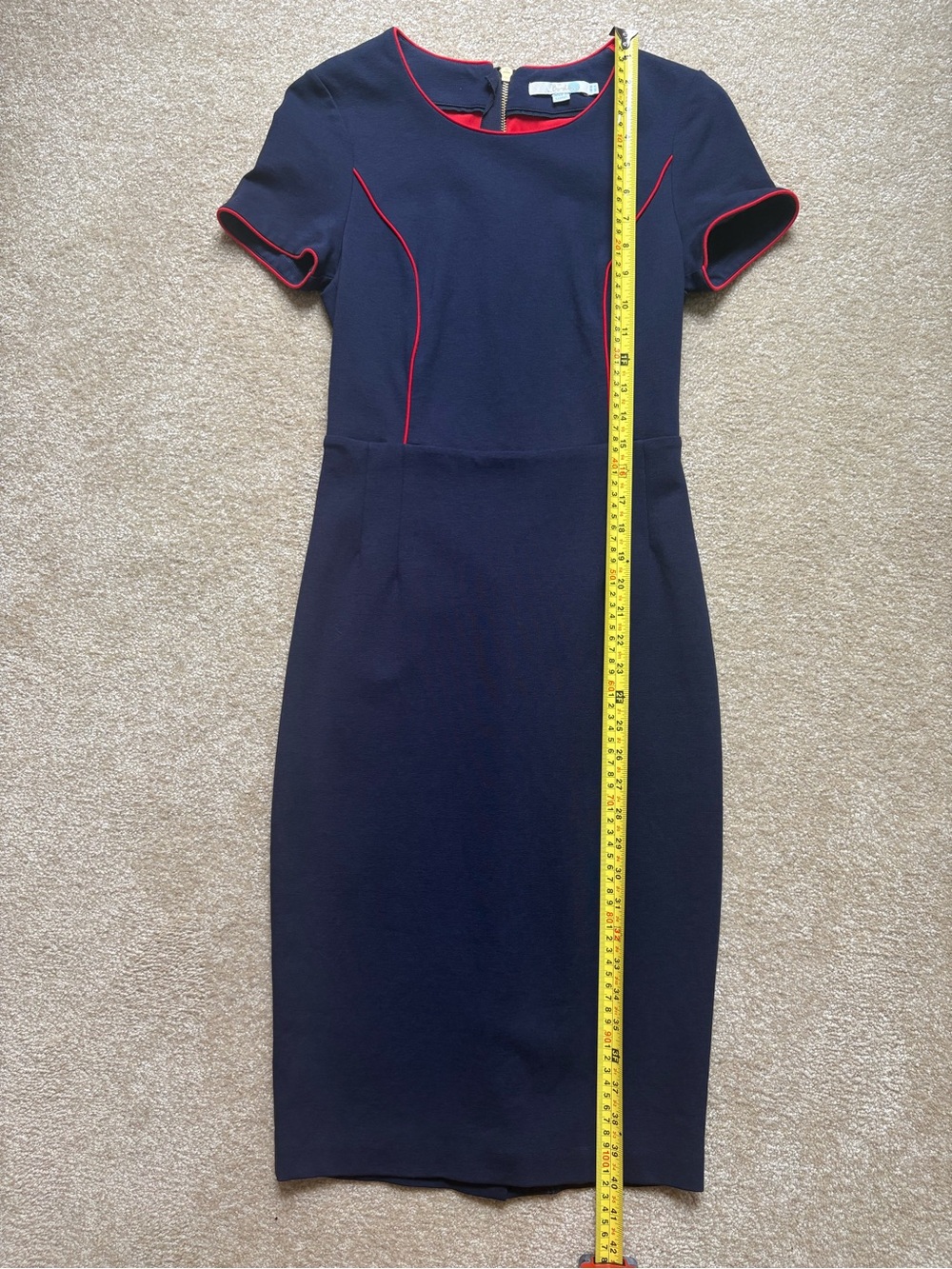 Boden Dress Navy Blue Fitted Short Sleeve Sheath Size 4 - Picture 16 of 16